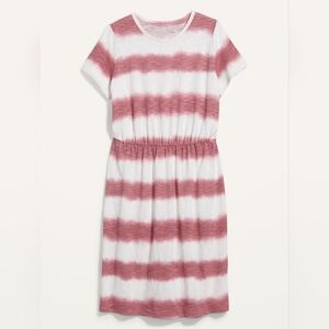 NWOT Old Navy Women's Waist-defined Tie-dye Stripe Round Neck Midi Dress Size L